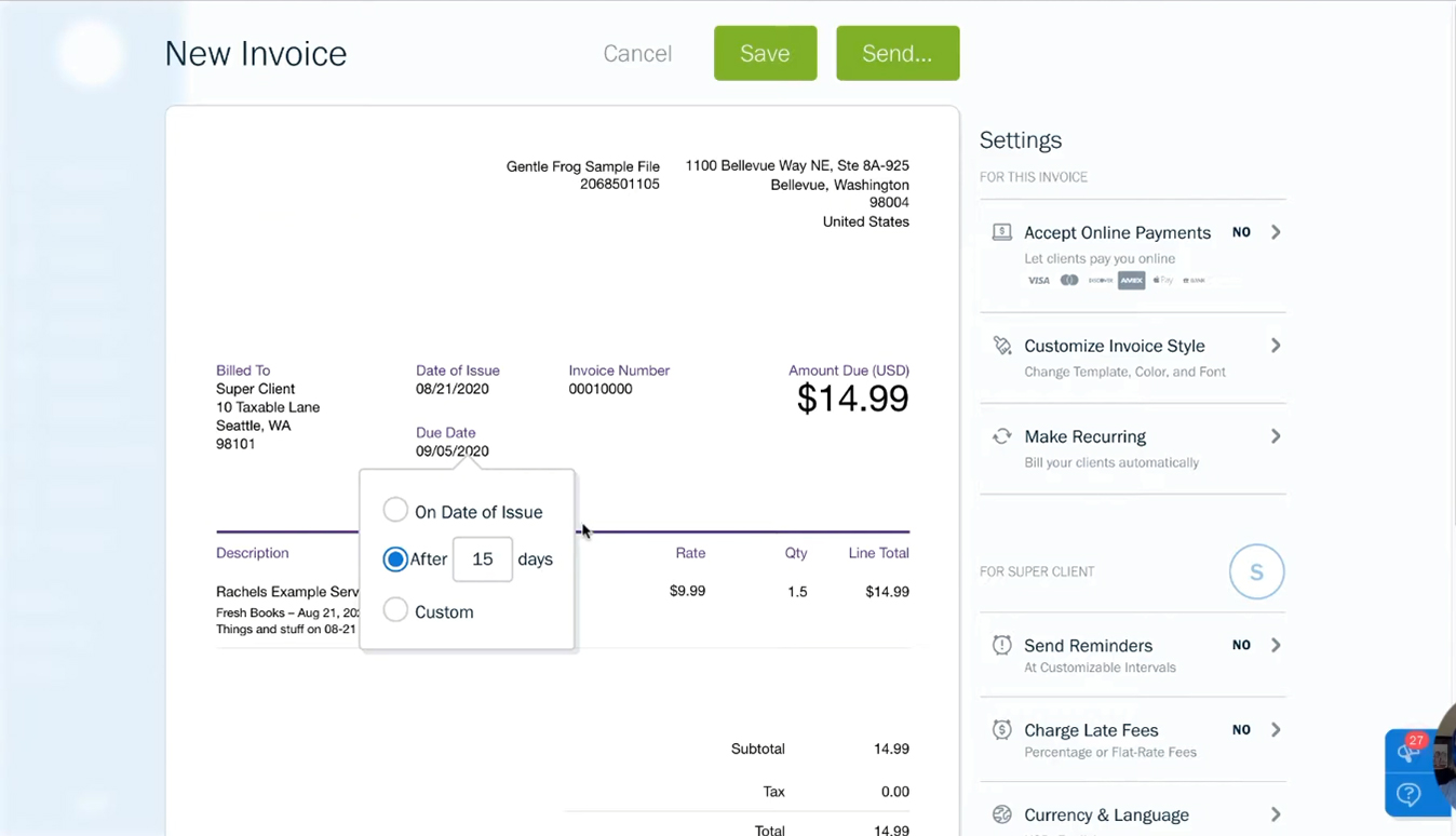 FreshBooks Interface