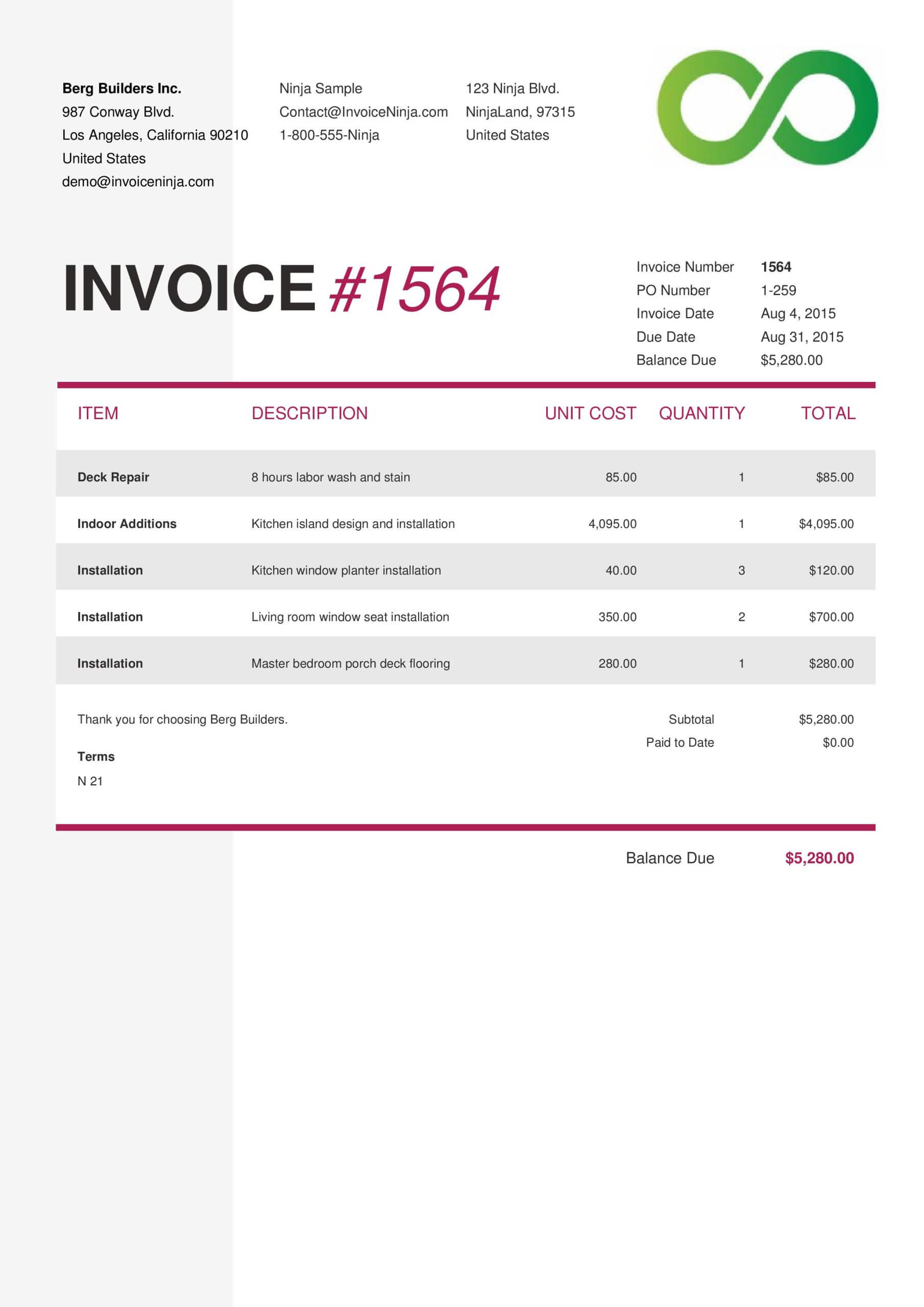 Invoice Ninja Interface