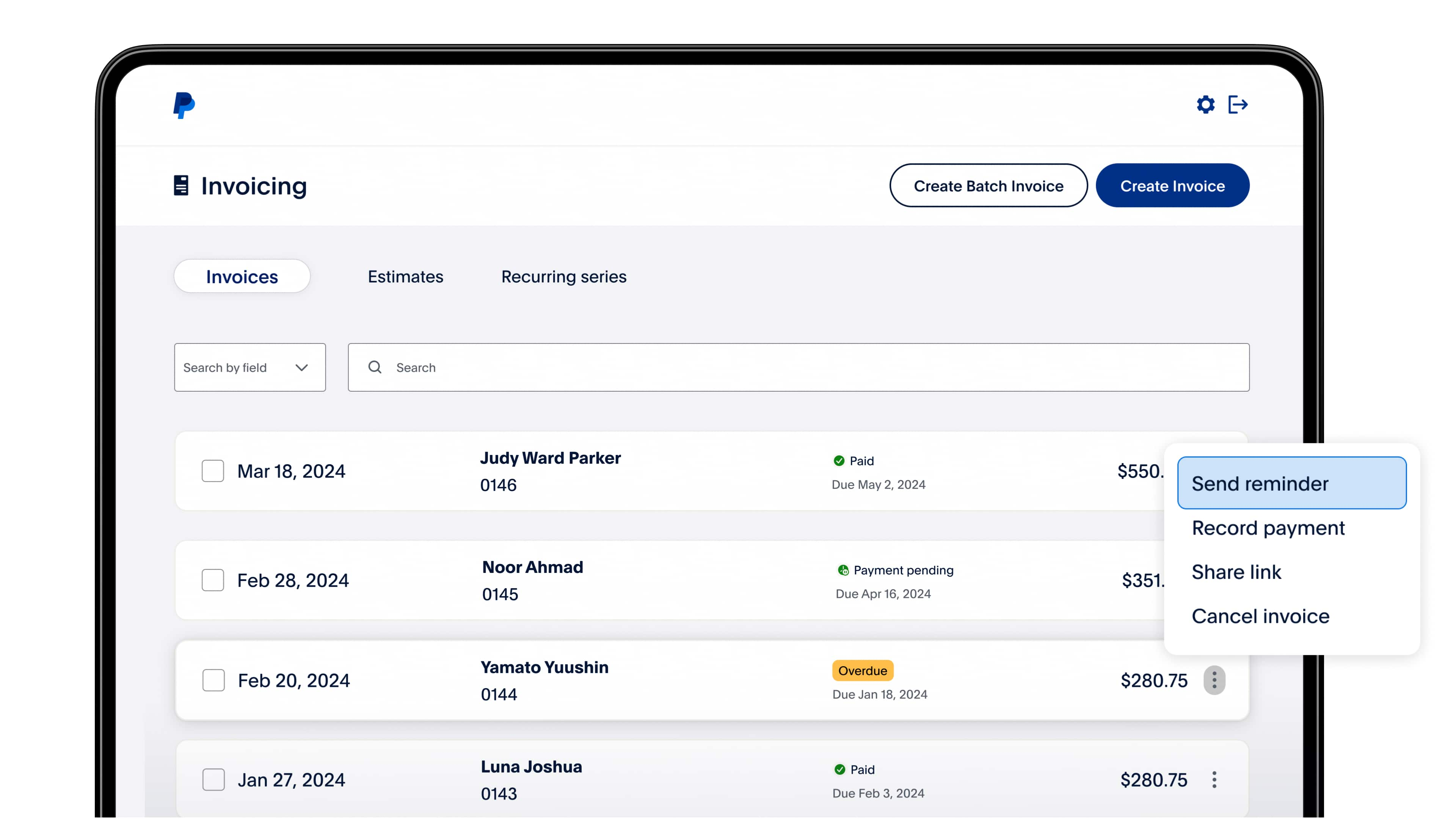 Paypal Invoicing Interface